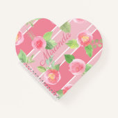 Rosa gestreift Ihren Namen Moderne, florale Gestal Notizblock (Vorderseite)