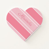 Rosa gestreift Ihren Namen Modernes Herz geformt Notizblock (Rückseite)