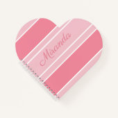 Rosa gestreift Ihren Namen Modernes Herz geformt Notizblock (Vorderseite)