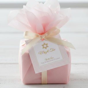 Rosa gestreifte Davidstern Mazel Tov Geschenkanhän Geschenkanhänger