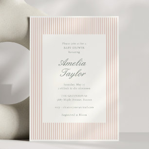 Rosa gestreifte elegante Babygirl-Party Einladung