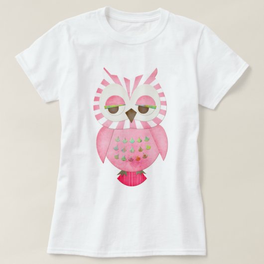 Rosa gestreifte Eule T-Shirt (Design vorne)