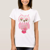 Rosa gestreifte Eule T-Shirt (Vorderseite)