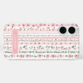Rosa gestreifte florale Personalisierung Case-Mate iPhone Hülle (Rückseite (Horizontal))