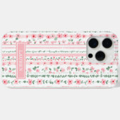 Rosa gestreifte florale Personalisierung Case-Mate iPhone Hülle (Rückseite (Horizontal))
