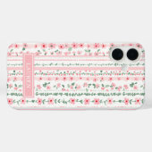 Rosa gestreifte florale Personalisierung Case-Mate iPhone Hülle (Rückseite (Horizontal))