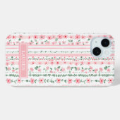 Rosa gestreifte florale Personalisierung Case-Mate iPhone Hülle (Rückseite (Horizontal))