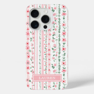 Rosa gestreifte florale Personalisierung Case-Mate iPhone Hülle