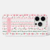 Rosa gestreifte florale Personalisierung Case-Mate iPhone Hülle (Rückseite (Horizontal))