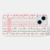 Rosa gestreifte florale Personalisierung Case-Mate iPhone Hülle (Rückseite (Horizontal))