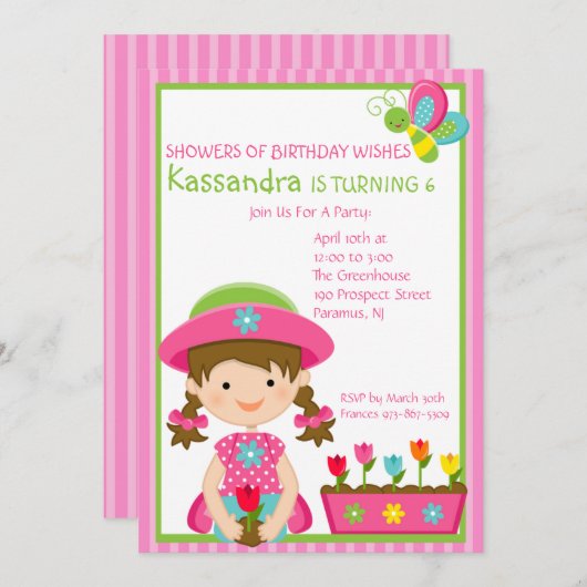 Rosa gestreifte im Garten Einladung (Vorne/Hinten)