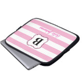 Rosa gestreifte Laptop-Hülle für Frauen oder Mädch Laptopschutzhülle (Vorne Knopf)