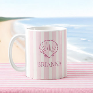 Rosa gestreifte Muschel Brautjungfer Geschenke mon Kaffeetasse