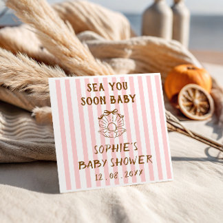 Rosa gestreifte Muschelperlen-Baby-Party Serviette