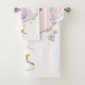 Rosa Gestreifte Unicorn-Prinzessin Badhandtuch Set (Insitu)