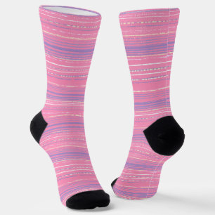 Rosa gestreifte verrückte Socken mit Strapseffekt