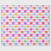 Rosa gestreifter Macaron Geschenkpapier (Flach)