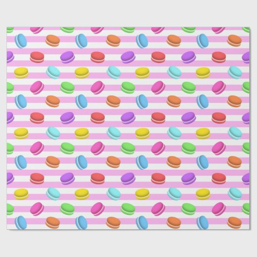 Rosa gestreifter Macaron Geschenkpapier (Flach)