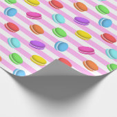 Rosa gestreifter Macaron Geschenkpapier (Ecke)