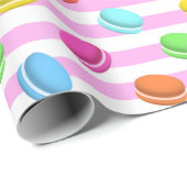 Rosa gestreifter Macaron Geschenkpapier (Rolleneckpunkt)