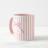 Rosa gestreifter Monogrammbogen Tasse (Vorderseite Links)