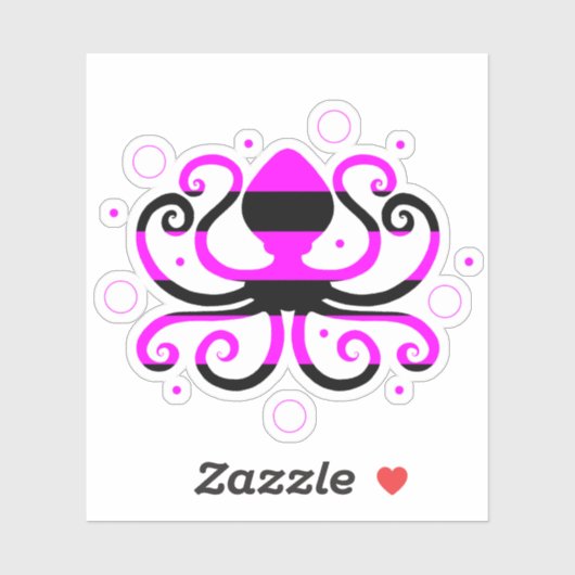 Rosa gestreifter Oktopus Laptop-Aufkleber Aufkleber (Blatt)