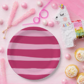 Rosa gestreiftes, abnehmbares Party Pappteller (Party)