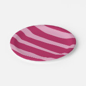 Rosa gestreiftes, abnehmbares Party Pappteller (Schrägansicht)
