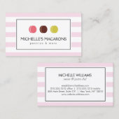 Rosa gestreiftes französisches Macaron-Trio-Logo f Visitenkarte (Vorne/Hinten)