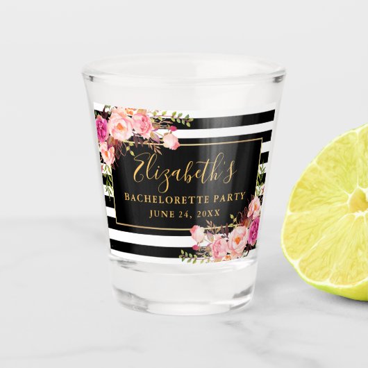 Rosa gestreiftes Junggeselinnen-Abschieds-mit Schnapsglas (Vorderseite)