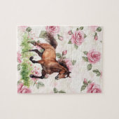Rosa gestreiftes Pferde-Band Puzzle (Horizontal)