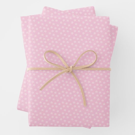 Rosa gestreute Sterne Geschenkpapier Set (Beispiel)
