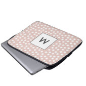 Rosa gestrichelte Monogramm Laptopschutzhülle (Vorne Knopf)