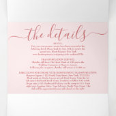 Rosa gestrichene Blume Glitzer Registrierungsdetai Dreifach Gefaltete Einladung (Innenseite Mitte)