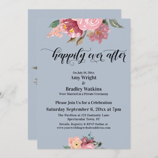 Rosa gestrichene Blume glücklich immer nach matt b Einladung (Vorne/Hinten)