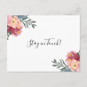 Rosa gestrichene Blüte Wir haben die Nachricht ver Begleitkarte (Rückseite)