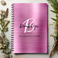 Rosa gestrichene Metal Monogramm Rezept Buch