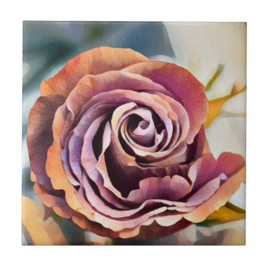 rosa gestrichene Rose Fliese (Vorderseite)