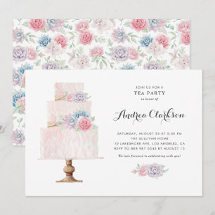 Rosa gestufte Kuchen Sukkulents Tee Party Einladung