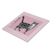 Rosa getigerte Katze Katzen Pastell Rosa Mädchen N Fliese (Seite)