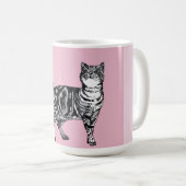 Rosa getigerte Katze Katzen Rosa Mädchen Name Kind Kaffeetasse (VorderseiteRechts)