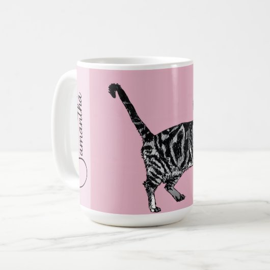 Rosa getigerte Katze Katzen Rosa Mädchen Name Kind Kaffeetasse (Vorderseite Links)