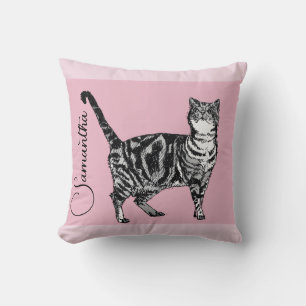 Rosa getigerte Katze Katzen rosa Mädchen Name Kind Kissen
