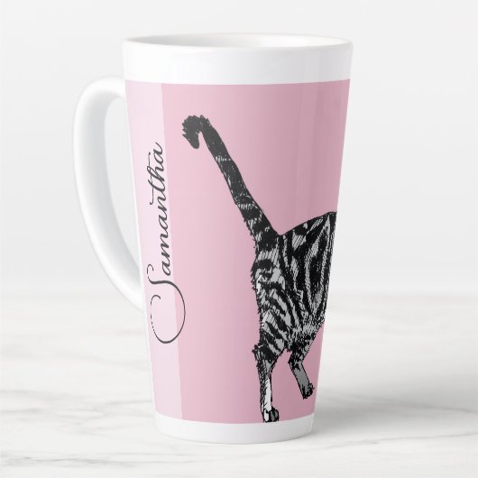 Rosa getigerte Katze Katzen rosa Mädchen Name Kind Milchtasse (Linke Ecke)