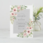 Rosa getönte Wasserfarben-Hochzeit Einladung (Stehend Vorderseite)
