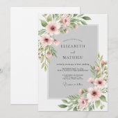 Rosa getönte Wasserfarben-Hochzeit Einladung (Vorne/Hinten)