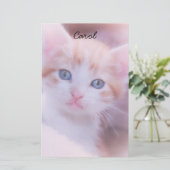 Rosa getöntes Zwei-Foto Briefpapier (Stehend Vorderseite)