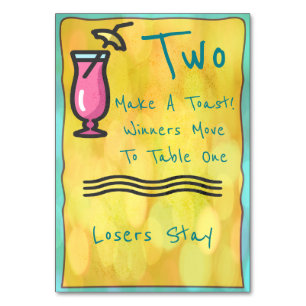 Rosa Getränk Bunco Tabellen-Karte #2 Tischnummer