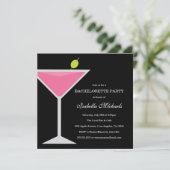 Rosa Getränk | Junggeselinnen-Abschied Einladung (Stehend Vorderseite)