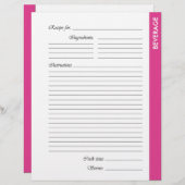 Rosa GETRÄNKE 2-seitige Rezeptorseiten (Vorne/Hinten)